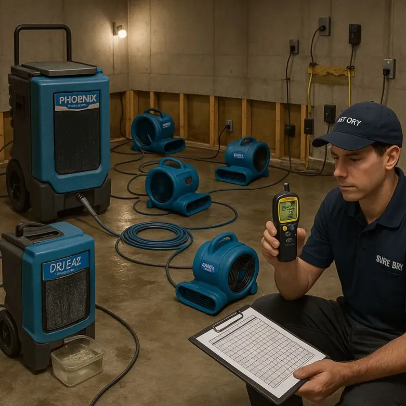 Structural Drying and Dehumidification process in Sturgis, SD